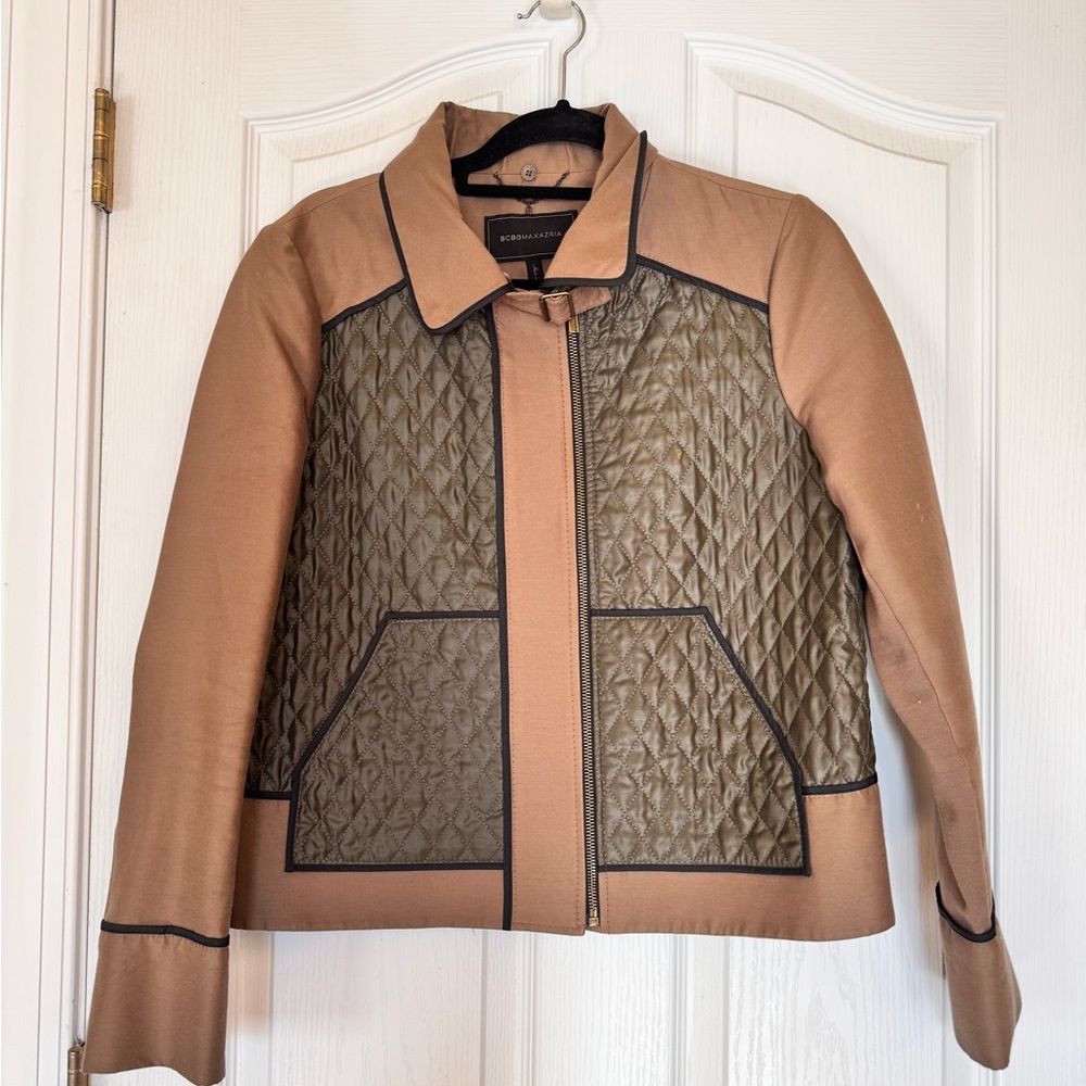 BCBGMaxAzria Aden Quilted Brown Utility Jacket Size Medium